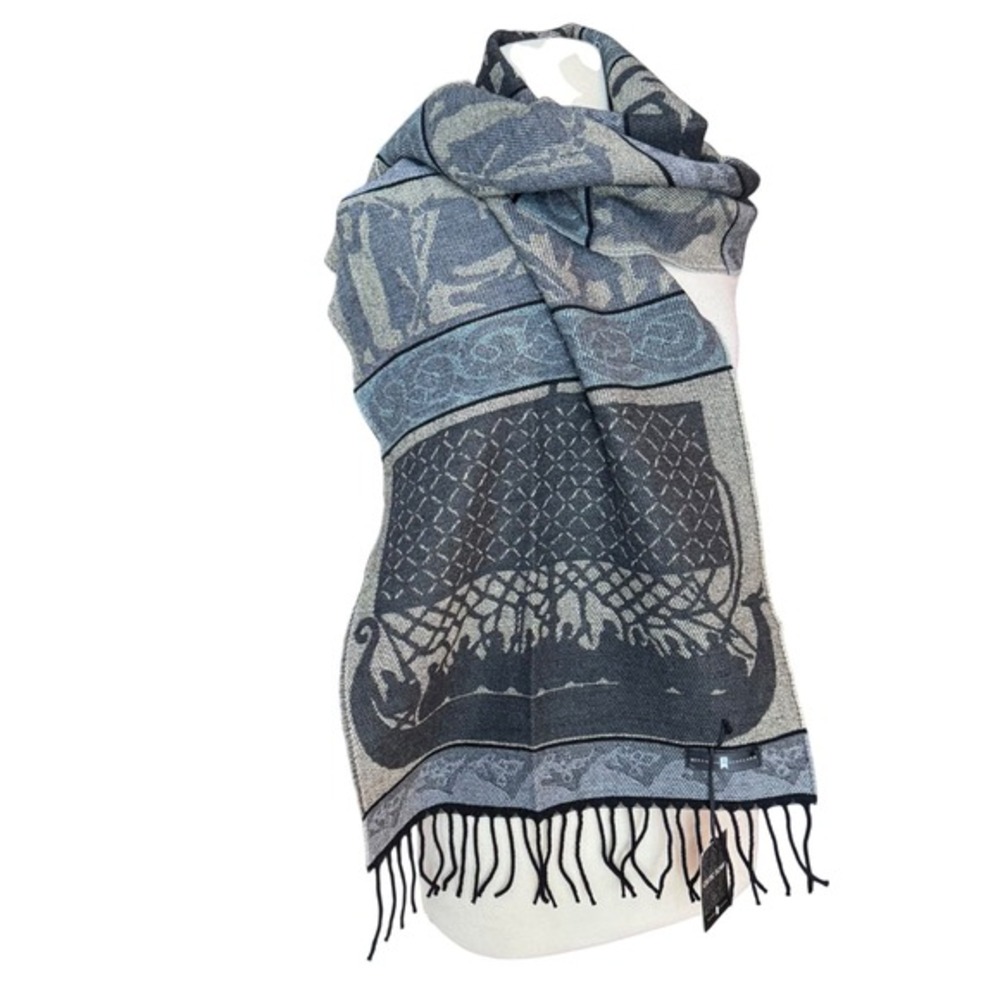 Historic‎ Scotland Wool Blend Viking Scarf Wrap Fringe Celtic Woven Scarf Geilo